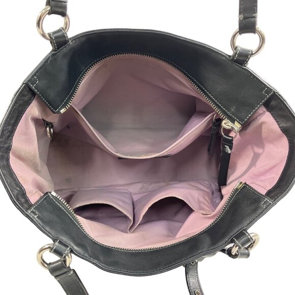 Coach East West Gallery pleated Leather Silver Tone Detail Shoulder Bag Sz M - Picture 15 of 16